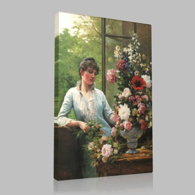 Edouard Bernard Debat Ponsan-Preparing the flower arrangement Stampa su Tela Edouard Bernard Debat Ponsan-Preparing the flower arrangement Stampa su Tela