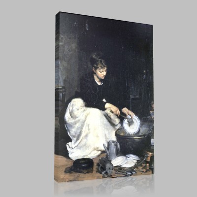 Victor Gabriel Gilbert-La Cuisinière ou la Laveuse de vaisselle Stampa su Tela