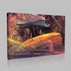 Samuel Palmer- Harvesters by Firelight  Stampa su Tela 
