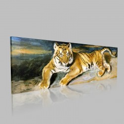 Antoine-Louis Barye-Tiger Stampa su Tela