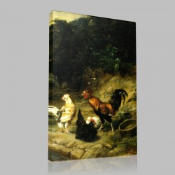 Louis Eugène Lambert-Cock and Hens Stampa su Tela