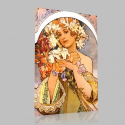 Mucha-The Flower Stampa su Tela