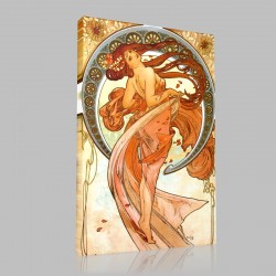 Mucha-The Injury, panel representing one of the four Muses Stampa su Tela