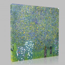 Gustav Klimt-Rose Bushes Under Trees Stampa su Tela
