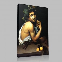 Caravaggio-Bacchus malade ou Satyre aux raisins Stampa su Tela