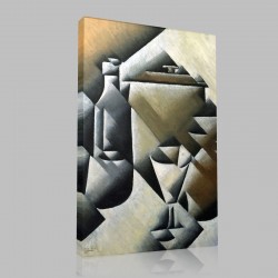 Juan Gris-Jar,Bottle and Glass Stampa su Tela