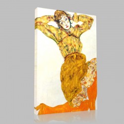 Egon Schiele-Femme aux bas orange Stampa su Tela