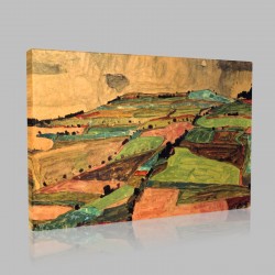 Egon Schiele-Field landscape Stampa su Tela