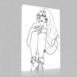 Egon Schiele-Nu accroupi Stampa su Tela