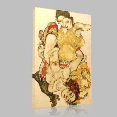 Egon Schiele-Two girls lying entwined Canvas