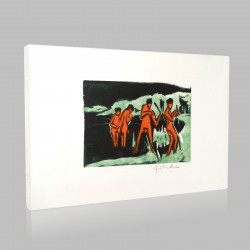 Ernst Ludwig Kirchner-Bathers Throwing Reeds Stampa su Tela