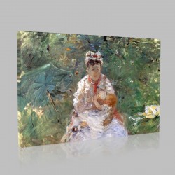 Berthe Morisot-La Nourrice Angèle allaitant Julie Manet Stampa su Tela