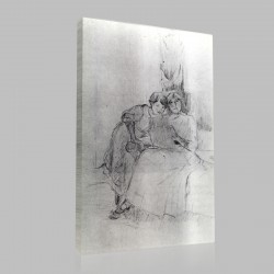 Berthe Morisot-The Lesson of Drawing Stampa su Tela