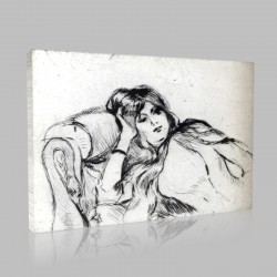 Berthe Morisot-Young woman at rest Stampa su Tela