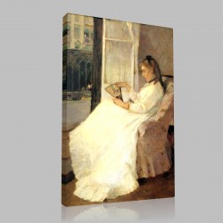 Berthe Morisot-Young woman with her window Stampa su Tela