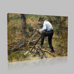 Camille Pissarro-Pere Melon beim Holzsagen Stampa su Tela