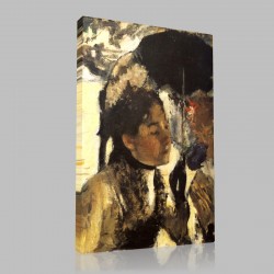 Edgar Degas-Aux Tuileries, la femme à l'ombrelle Stampa su Tela