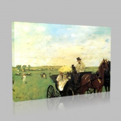 Edgar Degas-Aux courses en provunce, la Voiture au course Stampa su Tela