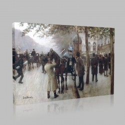 Jean Beraud-The Boulevards,Evening in Front of the Vaudeville Theatre Stampa su Tela