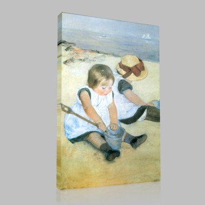 Mary Cassatt-Children Playing on the Beach Canvas