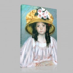 Mary Cassatt-Fillette au grand Chapeau Stampa su Tela