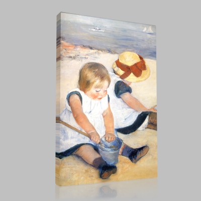Mary Cassatt-Little Kids Playing on the Beach Canvas