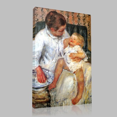 Mary Cassatt-Mother About to Wash Her Sleepy Child Canvas