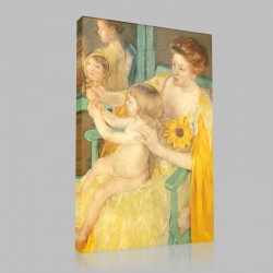 Mary Cassatt-Mother Wearing a Sunflower on Her Dress Stampa su Tela