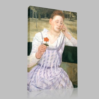 Mary Cassatt-Woman With a red Zinnia Canvas