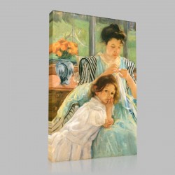 Mary Cassatt-Young mother Sewing Stampa su Tela