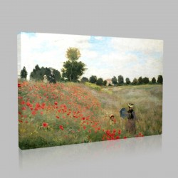 Monet-The Red Poppy Field Stampa su Tela