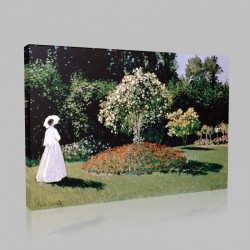 Monet-Woman in the Garden. Sainte-Adresse Stampa su Tela