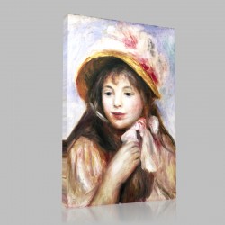 Renoir-Girl with Hat Stampa su Tela