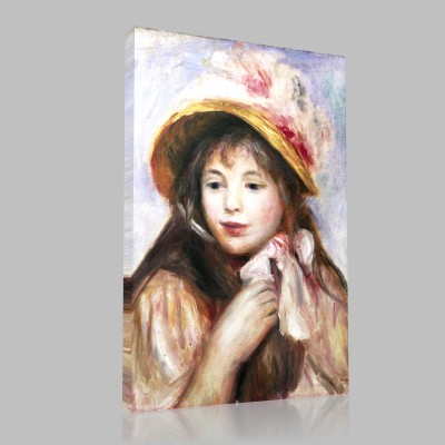 Renoir-Girl with Hat Stampa su Tela