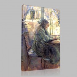 Berthe Morisot-Ecrivant à la Fenêtre Stampa su Tela