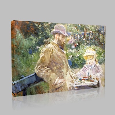 Berthe Morisot-Eugene Manet and his daughter with Bougival Canvas Berthe Morisot-Eugene Manet and his daughter with Bougival Canvas