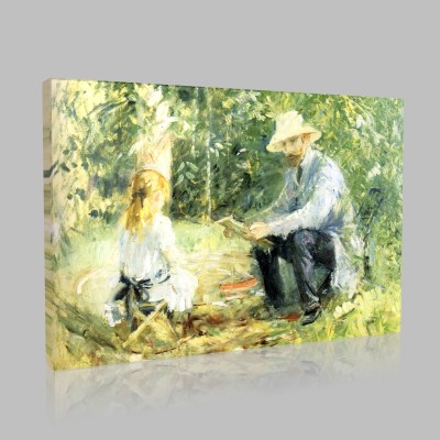 Berthe Morisot-Eugene Manet and his daughter with the Garden Canvas