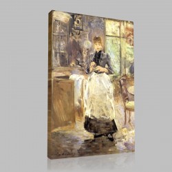 Berthe Morisot-In  the dining room Stampa su Tela