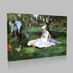 Édouard Manet-The Monet Family with the garden Stampa su Tela