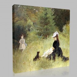 Berthe Morisot-On  the lawn Stampa su Tela