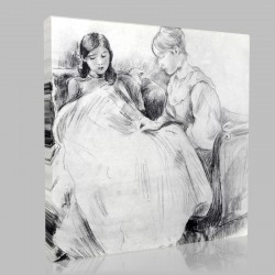 Berthe Morisot-The Embroidery Stampa su Tela