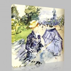 Berthe Morisot-Woman sitting with Wood Stampa su Tela