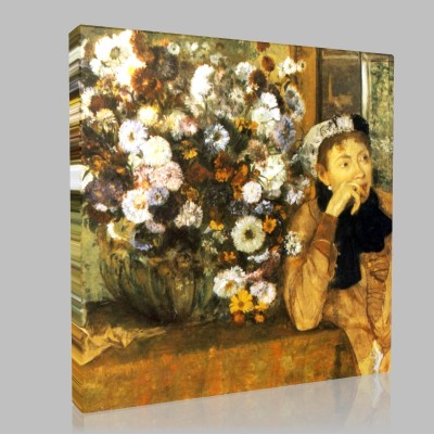 Edgar Degas-La Femme aux Chrysanthèmes, madame Hertel Canvas
