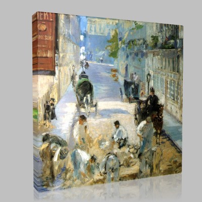 Édouard Manet-The Street Mosnier with the pavers Canvas