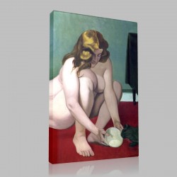 Félix Valloton-Squatted woman offering of milk to a cat Stampa su Tela