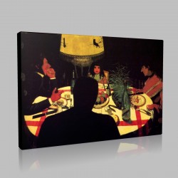 Félix Valloton-The Dinner,effect of lamp Stampa su Tela
