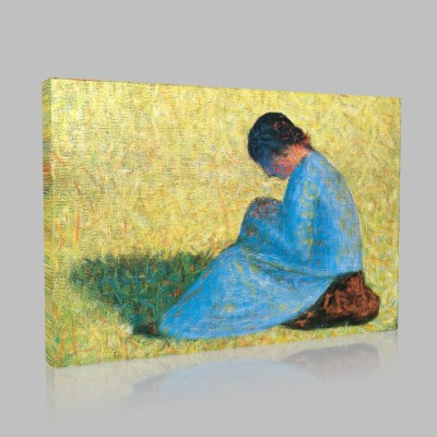 Georges-Pierre Seurat-Country-woman sitting in grass Canvas