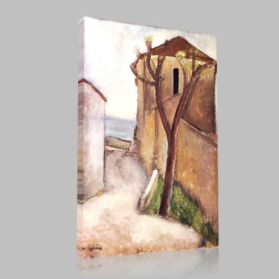 Amedeo Modigliani-Arbre et maisons Canvas