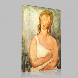 Amedeo Modigliani-Jeune femme rousse en chemise, assise sur un divan Stampa su Tela