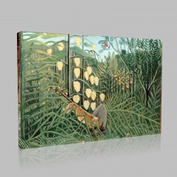 Henri Rousseau-In a Tropical Forest. Struggle between Tiger and Bull Stampa su Tela